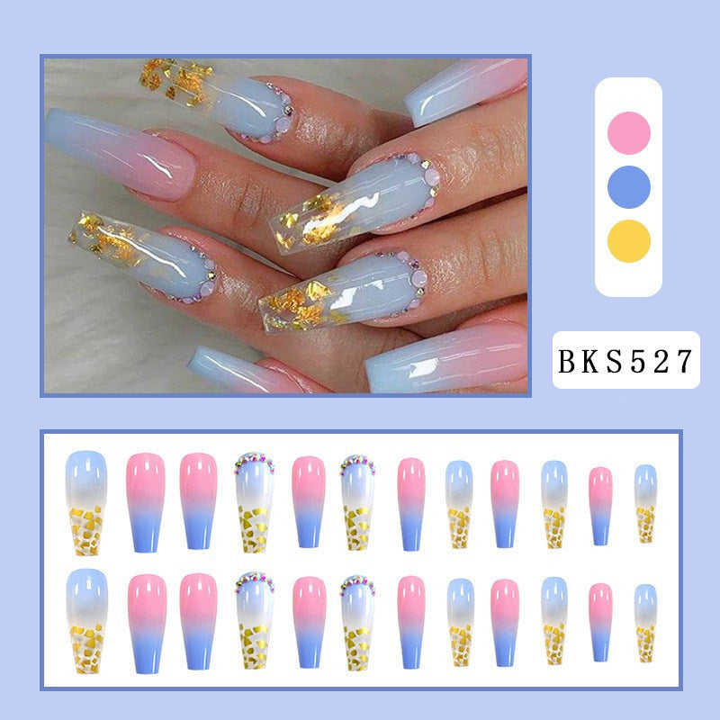 Gold Foil Diamond-embedded Nail Stickers Nail Finished Product