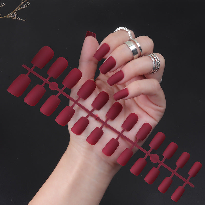 Solid Color Long Square Head Frosted Nail Stickers