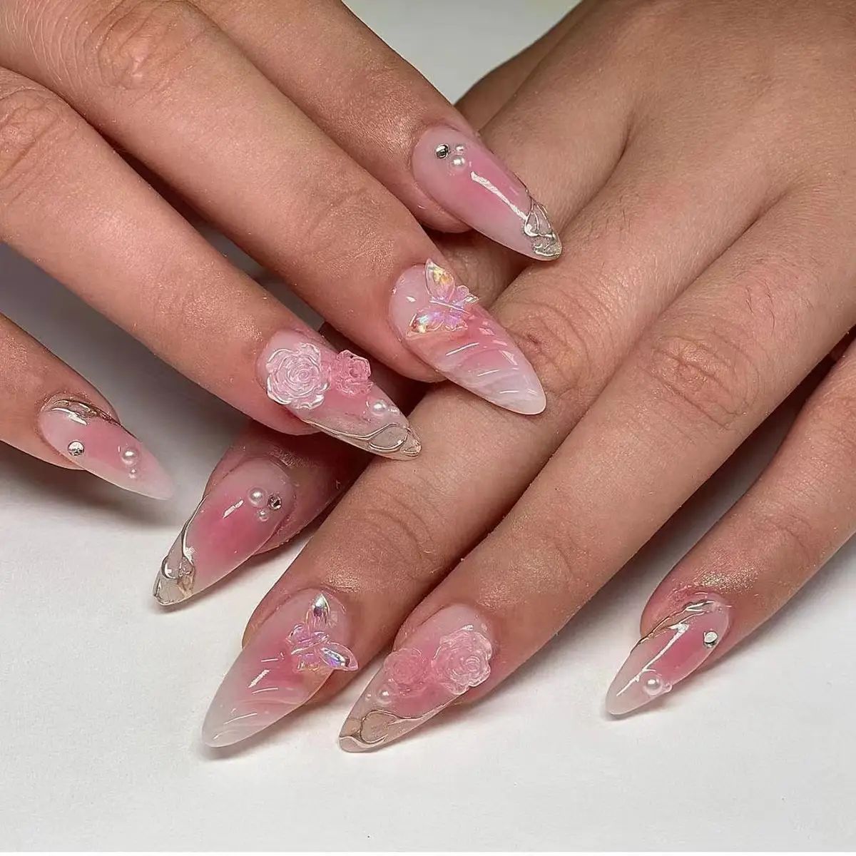 3D Three-dimensional Popular Rhinestone Relief Fake Nails