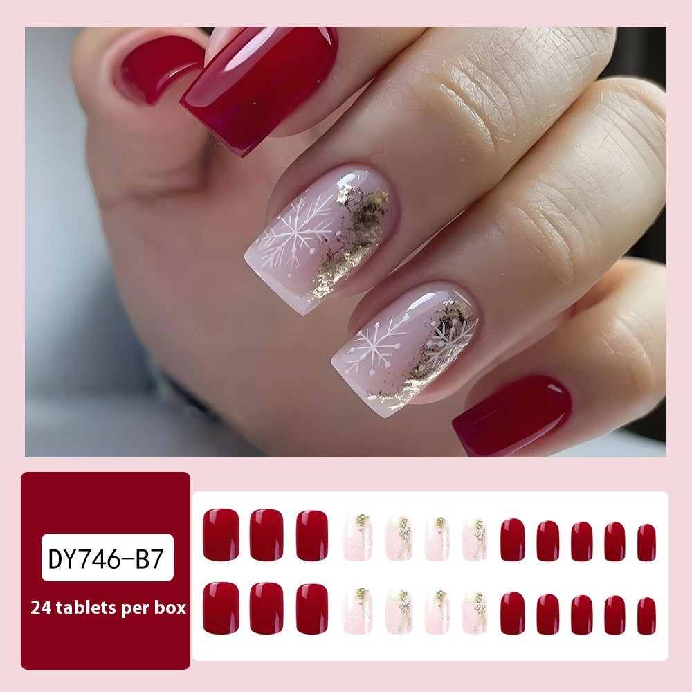 Christmas Jelly Glue Nail Sticker Wear Fake Nails