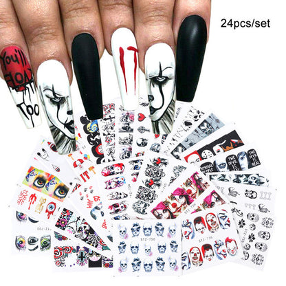 24 Suit Pumpkin Skull Nail Stickers