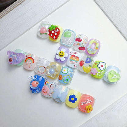 5D Nail Stickers Japanese Adhesive Nail Stickers Colored Fruits And Flowers