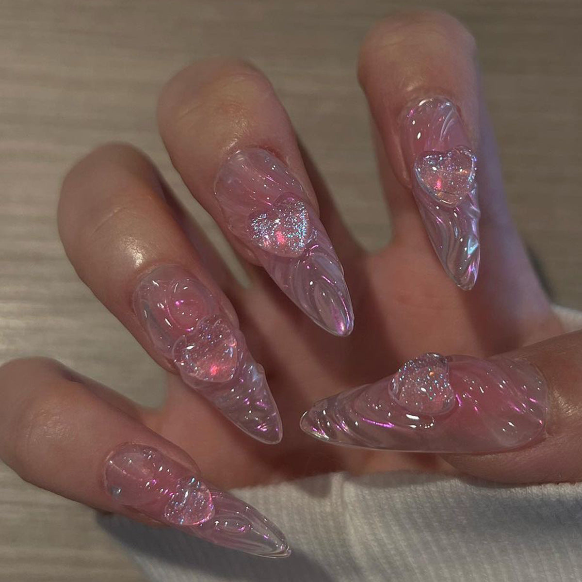 3D Three-dimensional Popular Rhinestone Relief Fake Nails