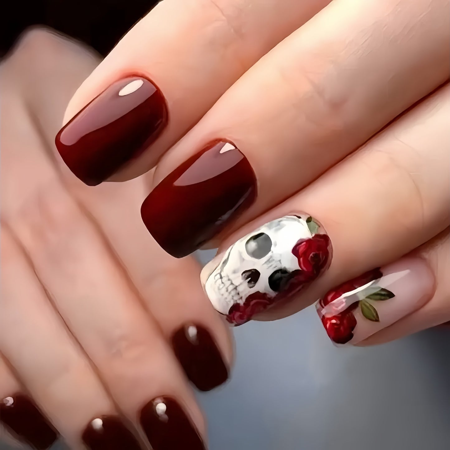 Halloween Nail Stickers Wine Red Shiny Patch