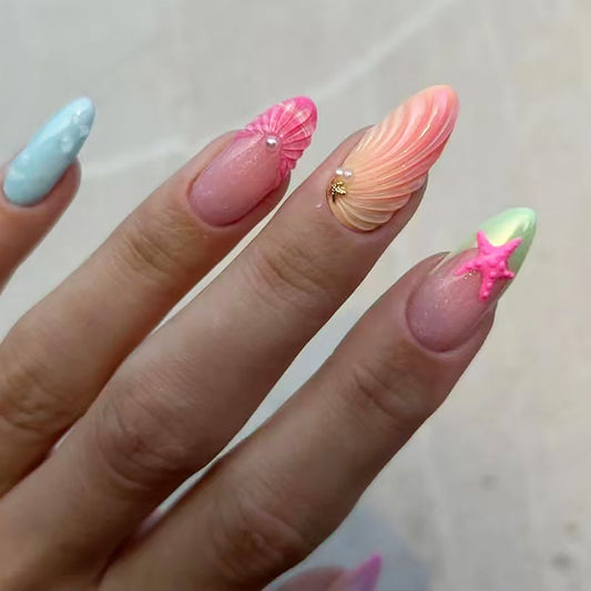 Summer Nail Stickers Removable Nail Fake Nails