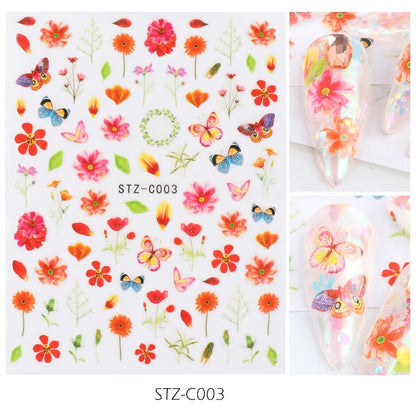 Japanese watercolor 3D nail stickers