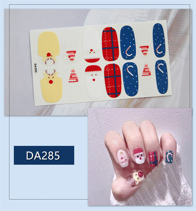 Full Nail Polish Film Net Red Stickers Christmas