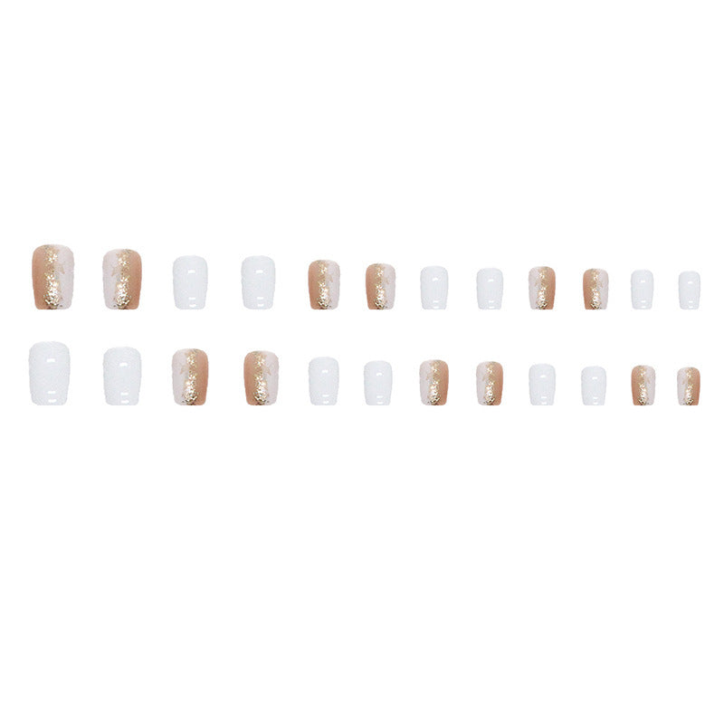 Shiny Platinum Wear Armor Mid-length Square Fake Nails