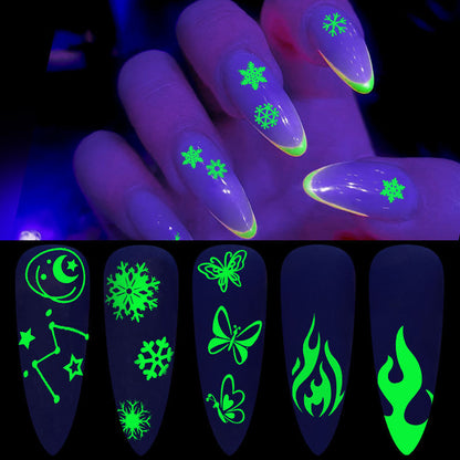 Nouveaux autocollants adhésifs lumineux pour ongles pour fête d'Halloween