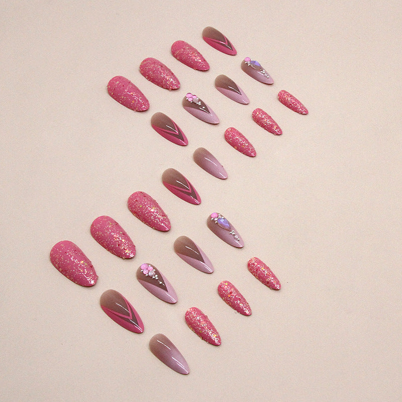 Almond Double French Fake Nails