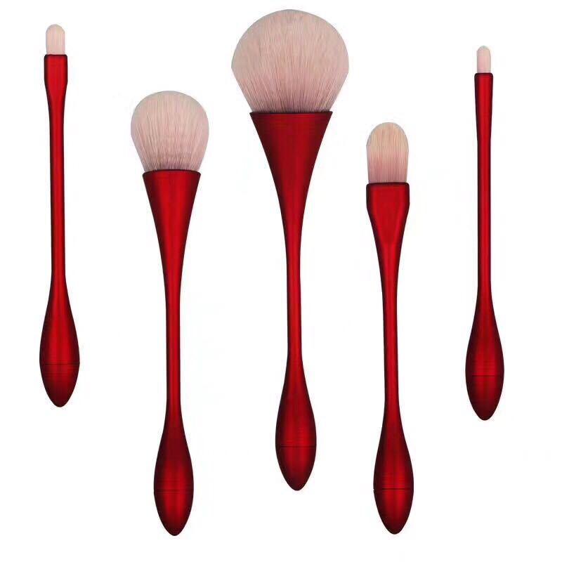 Ensemble de 5 pinceaux de maquillage, petit pinceau de maquillage de taille, ensemble de 5 nouveaux pinceaux à poudre libre, pinceau portable