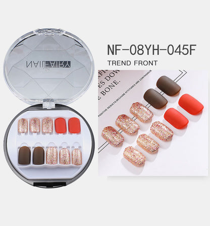 Korean Wearable Nail Art Short 30 Pieces In A Box Waterproof Removable Nail Art Ins Manicure Fake Nails