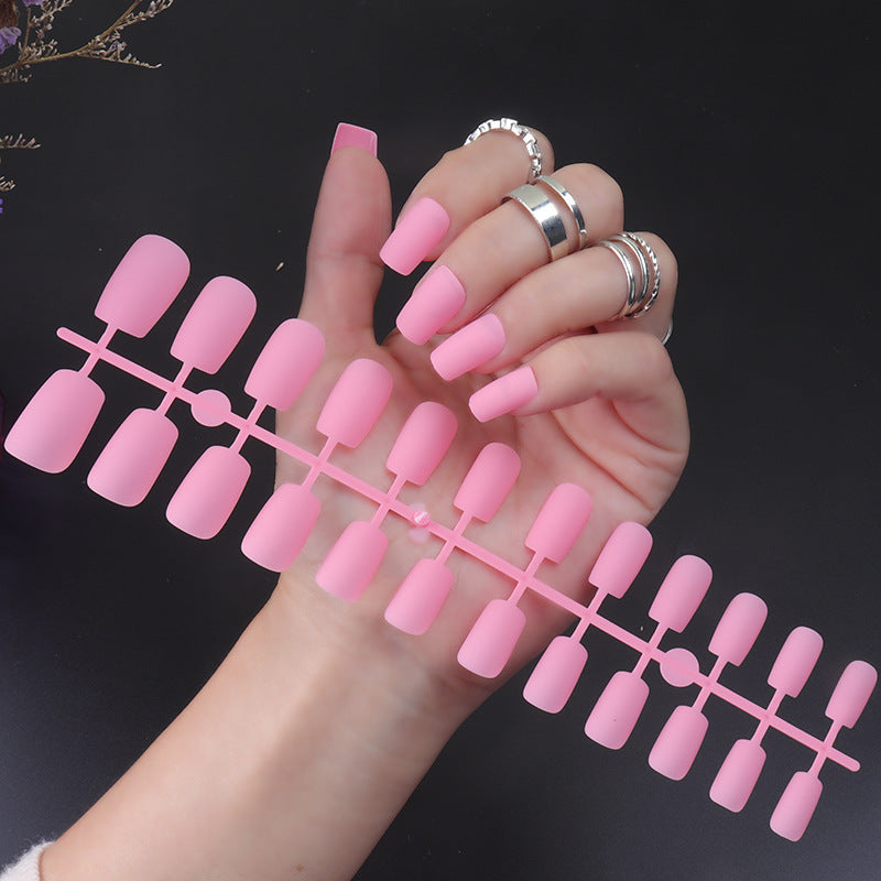 Solid Color Long Square Head Frosted Nail Stickers