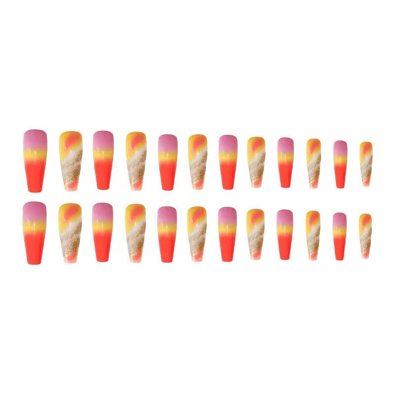 Rainbow Gradient Fake Nails Nail Stickers