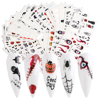 24 Suit Pumpkin Skull Nail Stickers