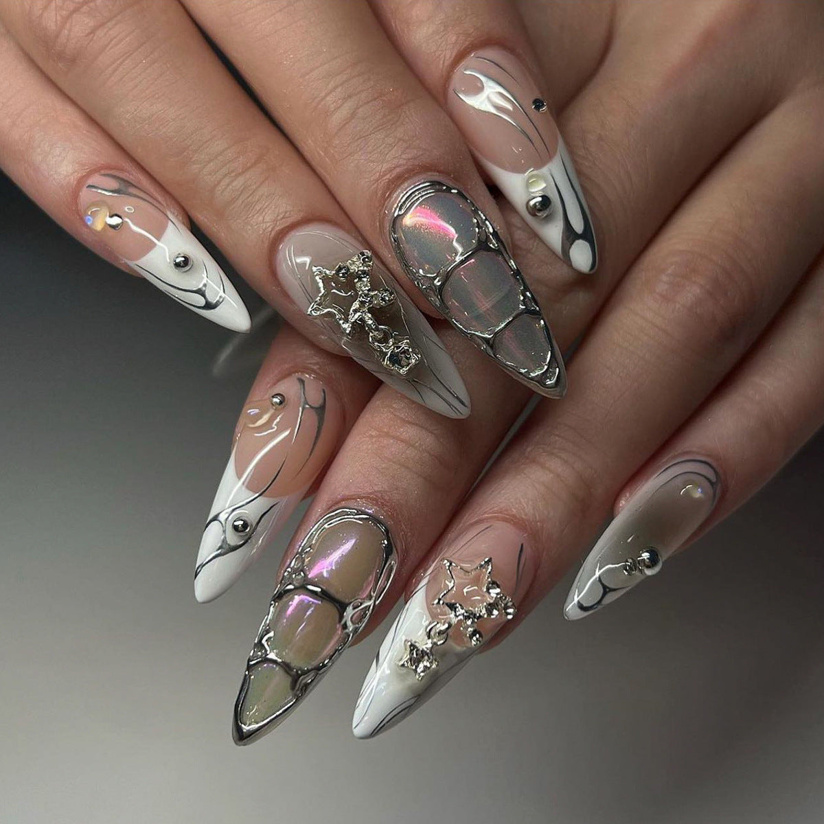 3D Three-dimensional Popular Rhinestone Relief Fake Nails