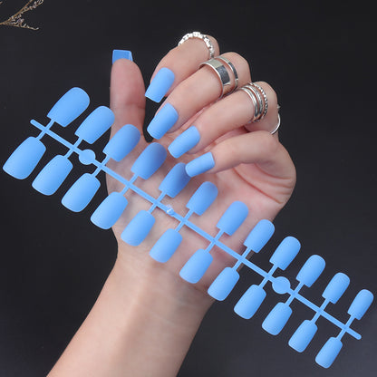 Solid Color Long Square Head Frosted Nail Stickers