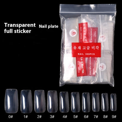 500 Pieces Sheer Full Cover Transparent Semi-nail Sticky Fake Nails