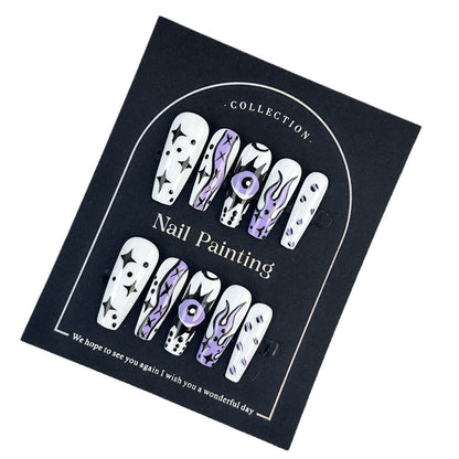 Mid-length Hand-painted Cartoon Hand-worn Fake Nails