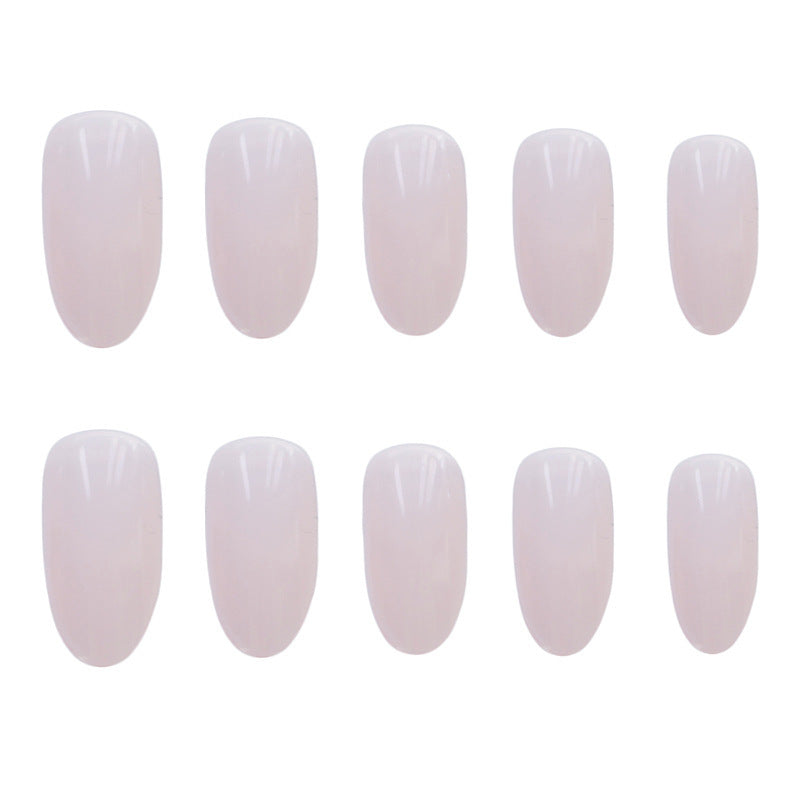 Long Round Glossy Solid Color Nail Patch Fake Nails 24 Pieces