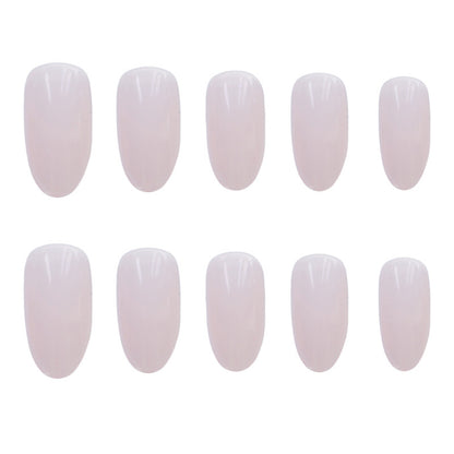 Long Round Glossy Solid Color Nail Patch Fake Nails 24 Pieces