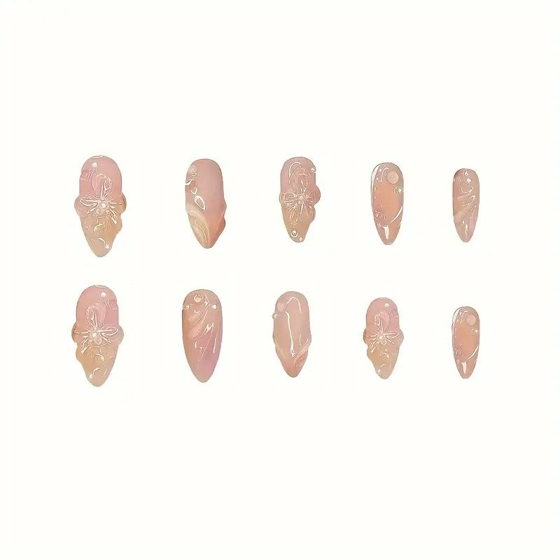 Almond Nail Pure Flower Wear Nail Removable Fake Nails