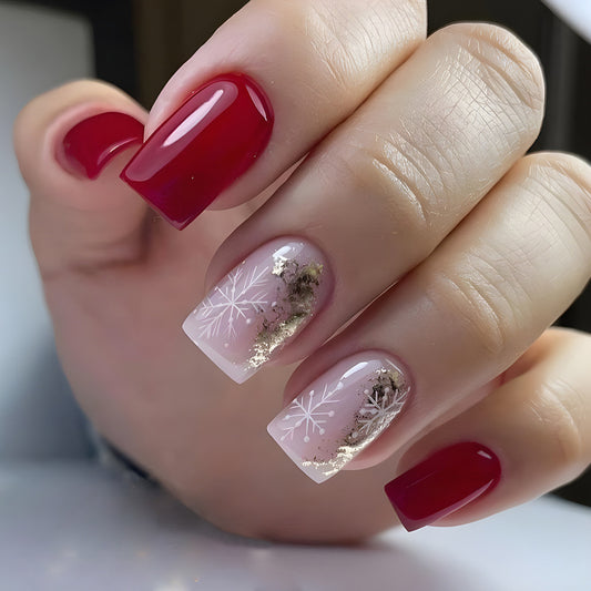 Christmas Jelly Glue Nail Sticker Wear Fake Nails