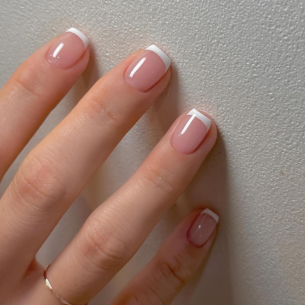 Simple White French Fake Nails