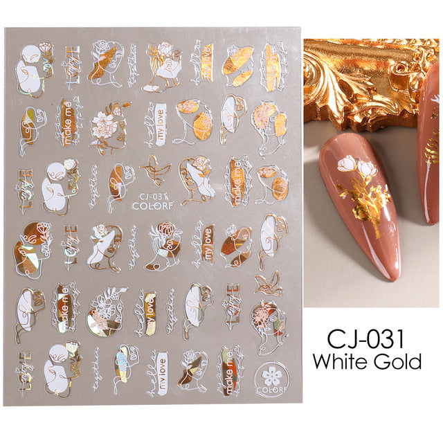 New Nail Stickers Ins Platinum Back Glue