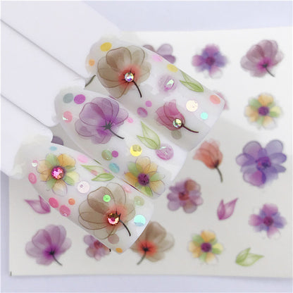 Spring New Butterfly Flower Cross Border Watermark Nail Stickers Nail Stickers Wholesale