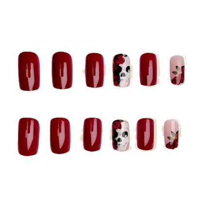 Autocollants pour ongles Halloween Patch brillant rouge vin