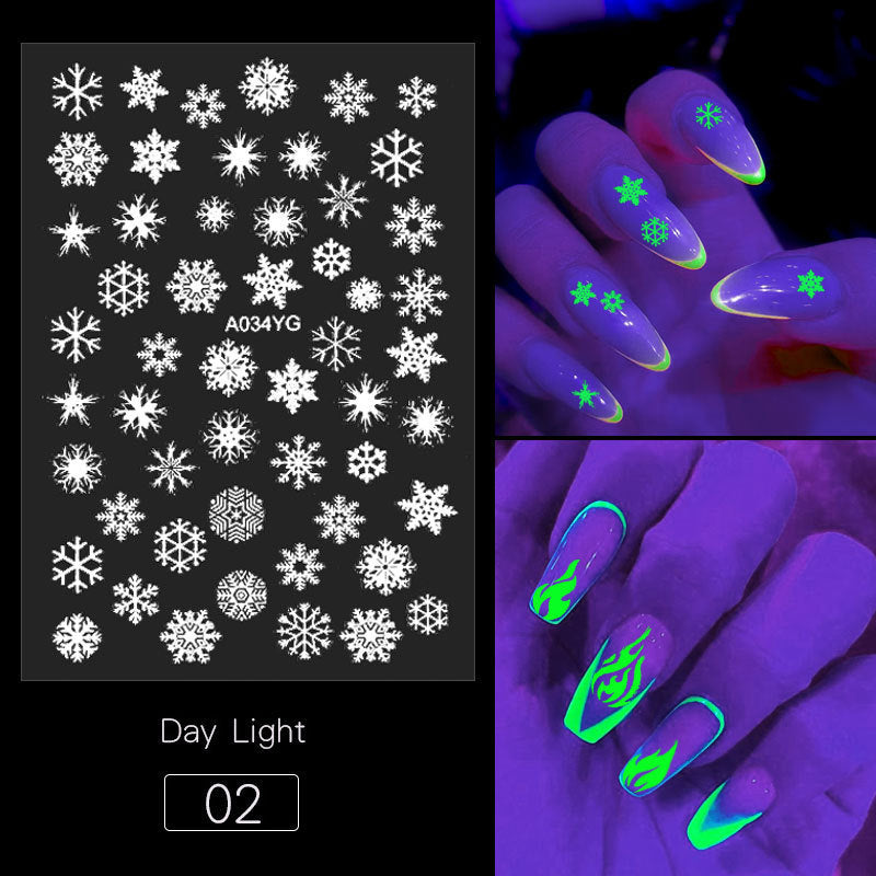 Nouveaux autocollants adhésifs lumineux pour ongles pour fête d'Halloween