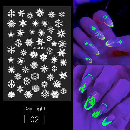 Nouveaux autocollants adhésifs lumineux pour ongles pour fête d'Halloween