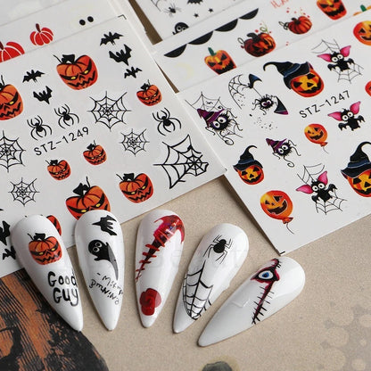 24 Suit Pumpkin Skull Nail Stickers