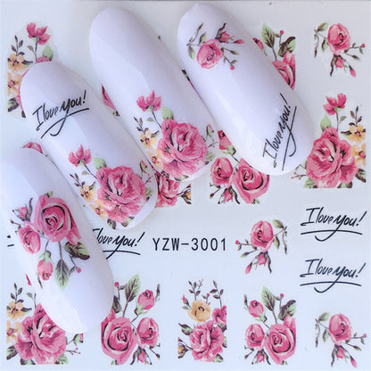 Autocollants pour ongles en filigrane à bordure croisée avec papillon et fleur de printemps, vente en gros