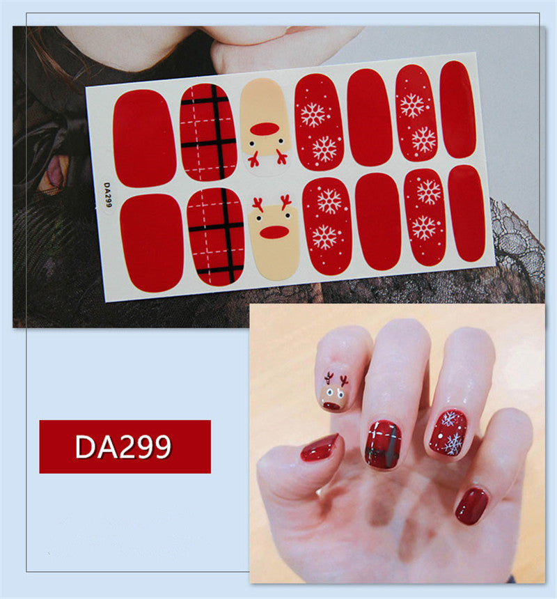 Full Nail Polish Film Net Red Stickers Christmas