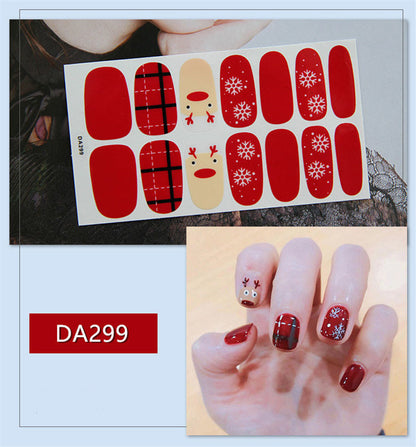 Full Nail Polish Film Net Red Stickers Christmas