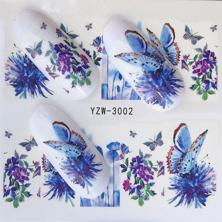 Spring New Butterfly Flower Cross Border Watermark Nail Stickers Nail Stickers Wholesale