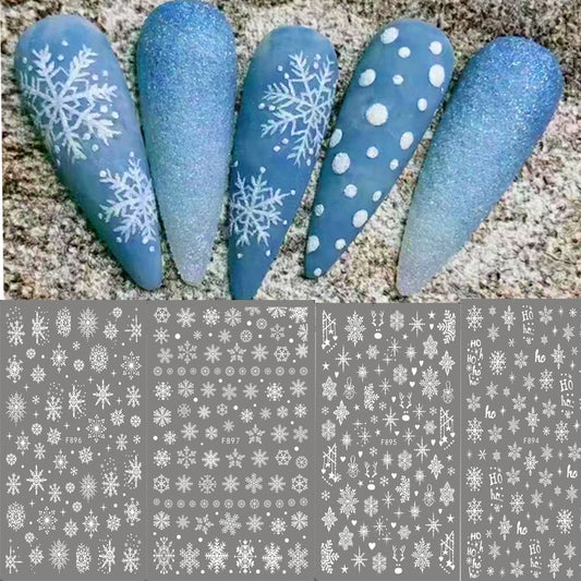 New Pure White Winter Snowflake Nail Stickers