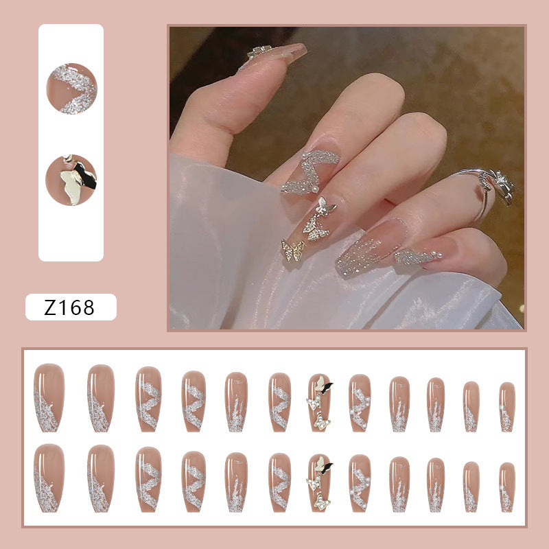 Japanese-style Armor Long Broken Diamond Streamer Fake Nails