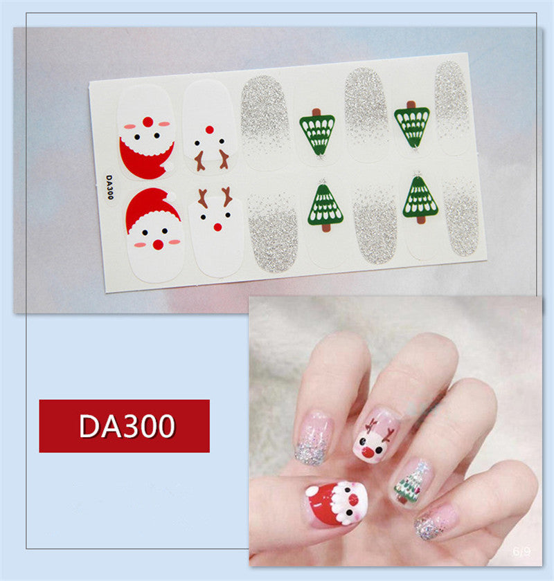 Full Nail Polish Film Net Red Stickers Christmas