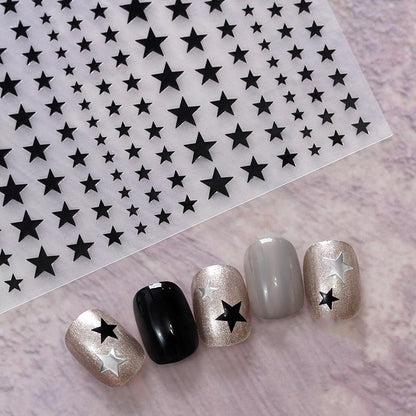 Embossed Black-and-white Butterfly Rose Nail Stickers