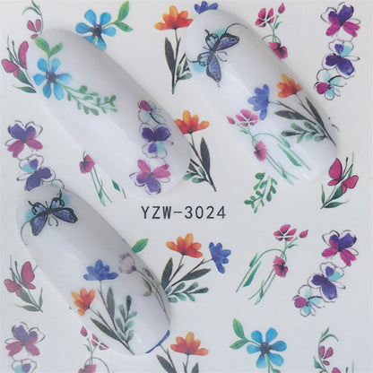 Spring New Butterfly Flower Cross Border Watermark Nail Stickers Nail Stickers Wholesale