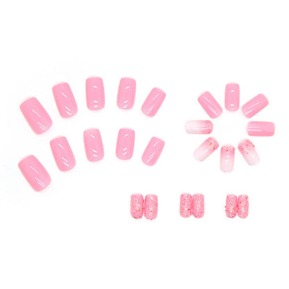 Mid-length Square Fake Nails Shiny Fragments